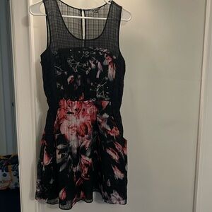 Theory sleeveless floral mini dress.